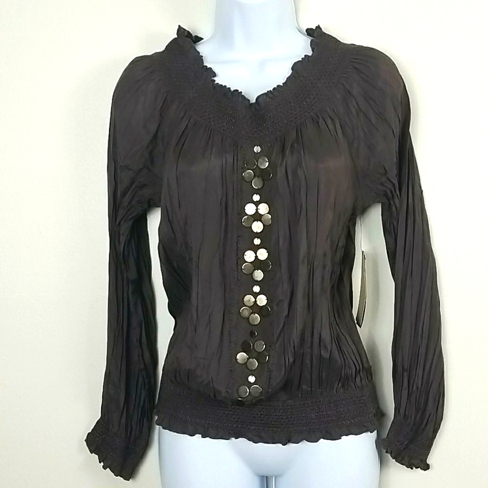 Brown Nine West Long Sleeve Shirt Small